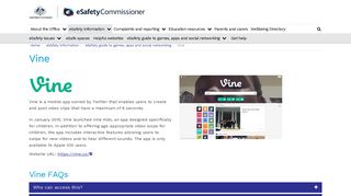 Vine | Office of the eSafety Commissioner