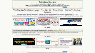 Vine Sign Up, Vine Account Login - Nairaland Forum