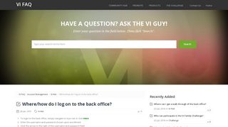 Where/how do I log on to the back office? - Vi FAQ