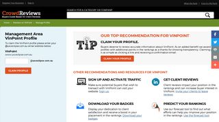 VinPoint Manage and Login Profile on CrowdReviews.com