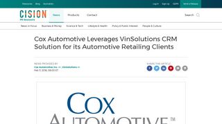 Cox Automotive Leverages VinSolutions CRM Solution for its ...