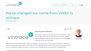 We've changed our name from VINX2 to vintrace | Vintrace