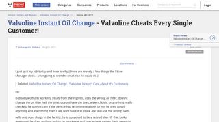 Valvoline Cheats Every Single Customer! - Valvoline Instant Oil Change