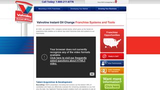 Valvoline Instant Oil Change Franchise Tools & Systems