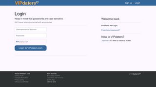 Login page - Dating with VIPdaters
