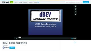 iDIG: Sales Reporting on Vimeo