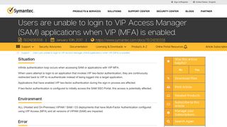 Users are unable to login to VIP Access Manager (SAM) applications ...