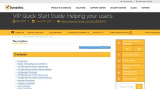 VIP Quick Start Guide: Helping your users - Symantec Support