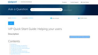 VIP Quick Start Guide: Helping your users
