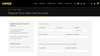 Register for a Viper.com Account