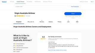 Virgin Australia Airlines Careers and Employment | Indeed.com