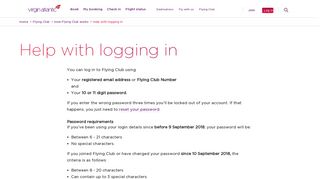 Help with logging in | Virgin Atlantic