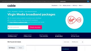 Compare Virgin Media Fibre Broadband Deals & Packages - Cable.co ...