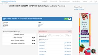 VIRGIN MEDIA NETGEAR SUPERHUB Default Router Login and ...