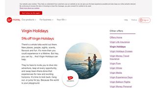 Virgin Holidays Offer | My Virgin Money | Virgin Money UK