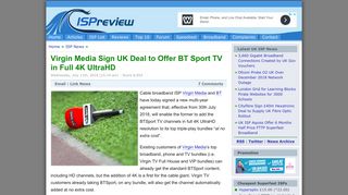 Virgin Media Sign UK Deal to Offer BT Sport TV in Full 4K UltraHD ...