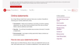 Online statements | Virgin Credit Card | Virgin Money UK