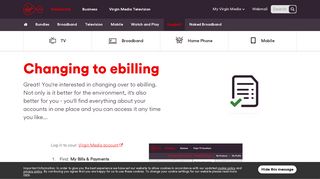 Changing to ebilling | Virgin Media Ireland