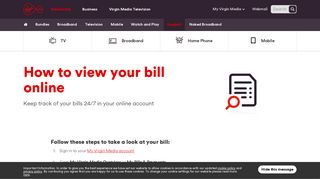 How to view your bill online | Virgin Media Ireland