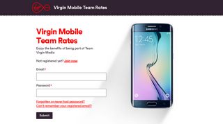 Virgin Mobile Team Rates : Login