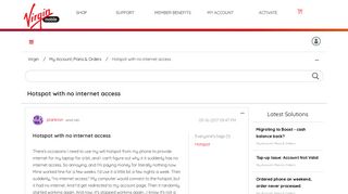 Hotspot with no internet access - Virgin Mobile Community