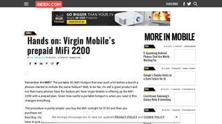Hands on: Virgin Mobile's prepaid MiFi 2200 - Geek.com