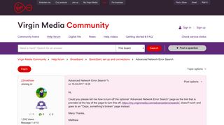 Advanced Network Error Search - Virgin Media Community