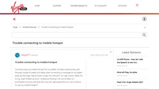 Trouble connecting to mobile hotspot - Virgin Mobile Community