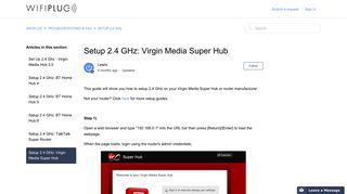 Setup 2.4 GHz: Virgin Media Super Hub – WIFIPLUG