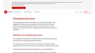 Existing schemes | Workplace pension | Virgin Money UK