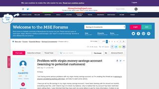 Problem with virgin money savings account (warning to potential ...