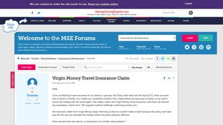 Virgin Money Travel Insurance Claim - MoneySavingExpert.com Forums