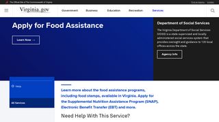 Apply for Food Assistance - Commonwealth of Virginia