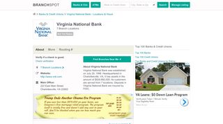 Virginia National Bank - 7 Locations, Hours, Phone Numbers …