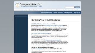 Certifying Your MCLE Attendance - Virginia State Bar -