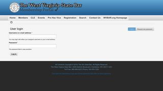 User login | The West Virginia State Bar Membership Portal