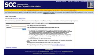 Virginia State Corporation Commission - eFiling System - Login