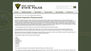 General Inspection Requirements - West Virginia State Police