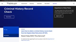 Criminal History Record Check - Commonwealth of Virginia