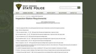 Inspection Station Requirements - West Virginia State Police