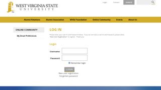 User Login - West Virginia State University