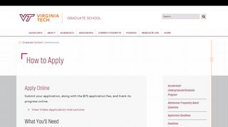 How to Apply | Graduate School | Virginia Tech