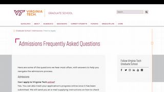 Admissions Frequently Asked Questions - Virginia Tech Graduate ...