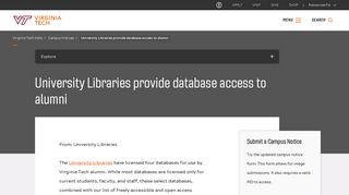 University Libraries provide database access to alumni | Virginia Tech ...