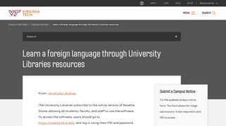 Learn a foreign language through University Libraries ... - Virginia Tech