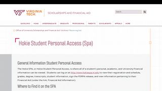 Hokie Student Personal Access (Spa) | Scholarships and Financial Aid ...