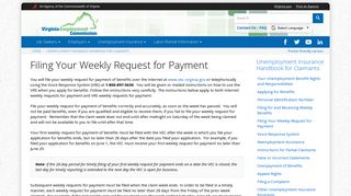 Filing Your Weekly Request for Payment | Virginia Employment ...