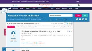 Virgin One Account - Unable to sign in online - MoneySavingExpert ...