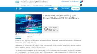Cisco Virtual Internet Routing Lab Personal Edition (VIRL PE) 20 ...