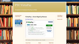PTC VirtaPay: VirtaPay : $100 SignUp Bonus